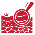 Soil analysis symbol with magnifier