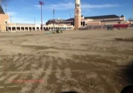 Stadium under blue sky